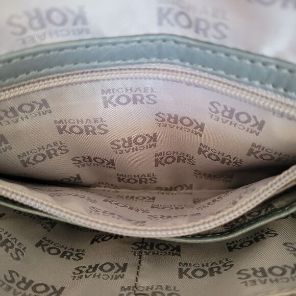 Michael Kors Gray Soft Leather Envelope Bag Chain Medium Flap Shoulder Purse - Picture 5 of 9